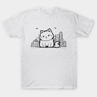 Cat Cityscape Furry Cute Vector Graphic T-Shirt